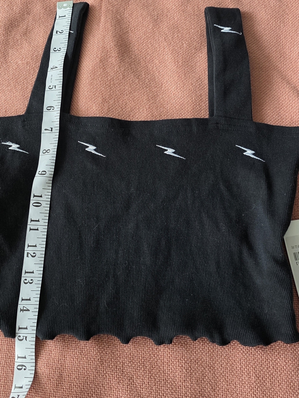 Black Ribbed Lightning Crop Tank Top - Picture 7 of 11